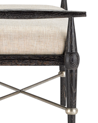 Currey & Co. Perrin Black Bench, Finn Natural 7000-0052