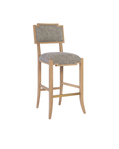 Currey & Co Melanie Blonde Bar Stool, Liller Tortoise in Blonde Ash Wood/Brass 7000-1012