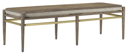 Currey & Co. Visby Light Pepper Bench, Calcutta Linen 7000-0302