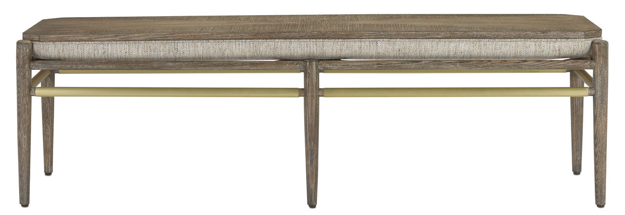 Currey & Co. Visby Light Pepper Bench, Calcutta Linen 7000-0302