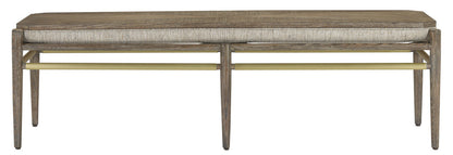 Currey & Co. Visby Light Pepper Bench, Calcutta Linen 7000-0302