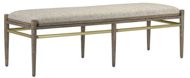 Currey & Co. Visby Light Pepper Bench, Calcutta Linen 7000-0302