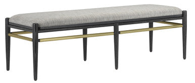 Currey & Co. Visby Black Bench, Arita Smoke 7000-0312