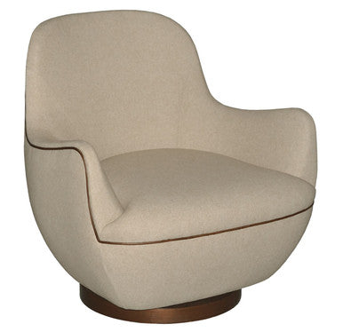 Currey & Co. Brene Walnut Swivel Armchair, Felton Oatmeal 7000-0572