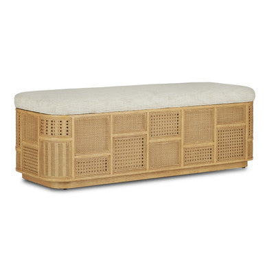 Currey & Co. Anisa Sea Sand Storage Bench, Dunmeyer Parchment 7000-0662