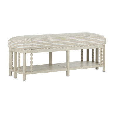 Currey & Co. Norene Gray Bench, Demetria Parchment 7000-0672