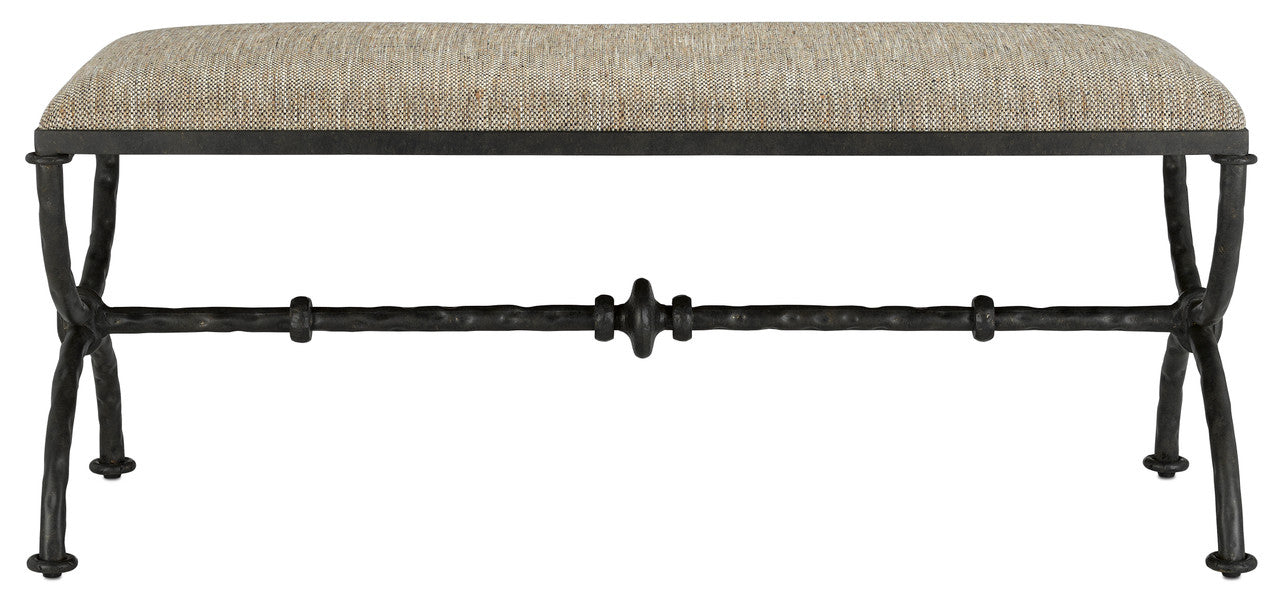 Currey & Co. Agora Bronze Bench, Calcutta Peppercorn 7000-0802