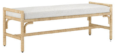 Currey & Co. Olisa Natural Bench, Rowann Pearl 7000-1172