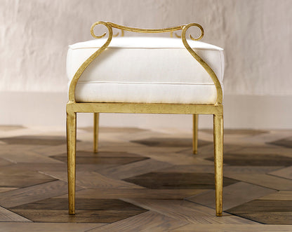 Currey & Co. Genevieve Muslin Gold Ottoman 7000-1231