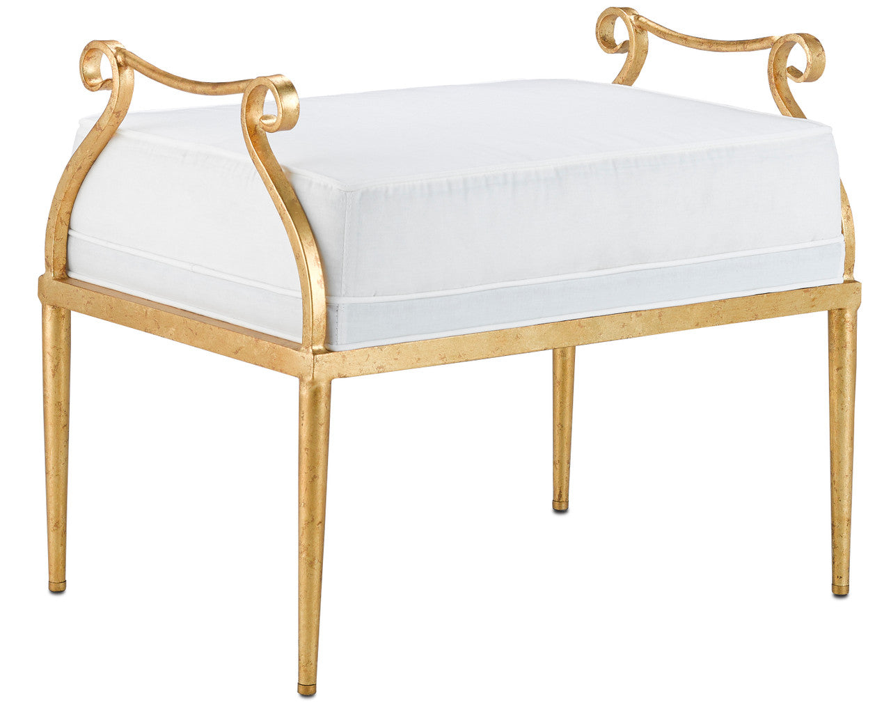 Currey & Co. Genevieve Muslin Gold Ottoman 7000-1231