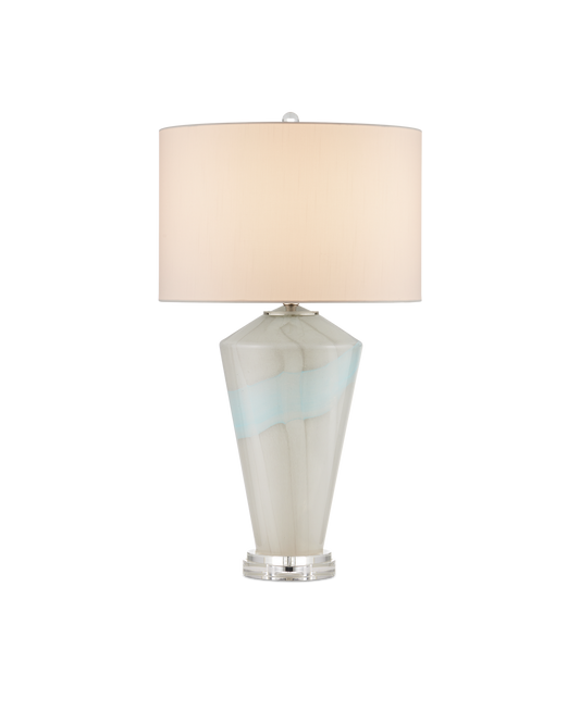 Currey & Co Floating Cloud Table Lamp in Pale Gray/Light Blue/Clear/Polished Nickel 6000-0934