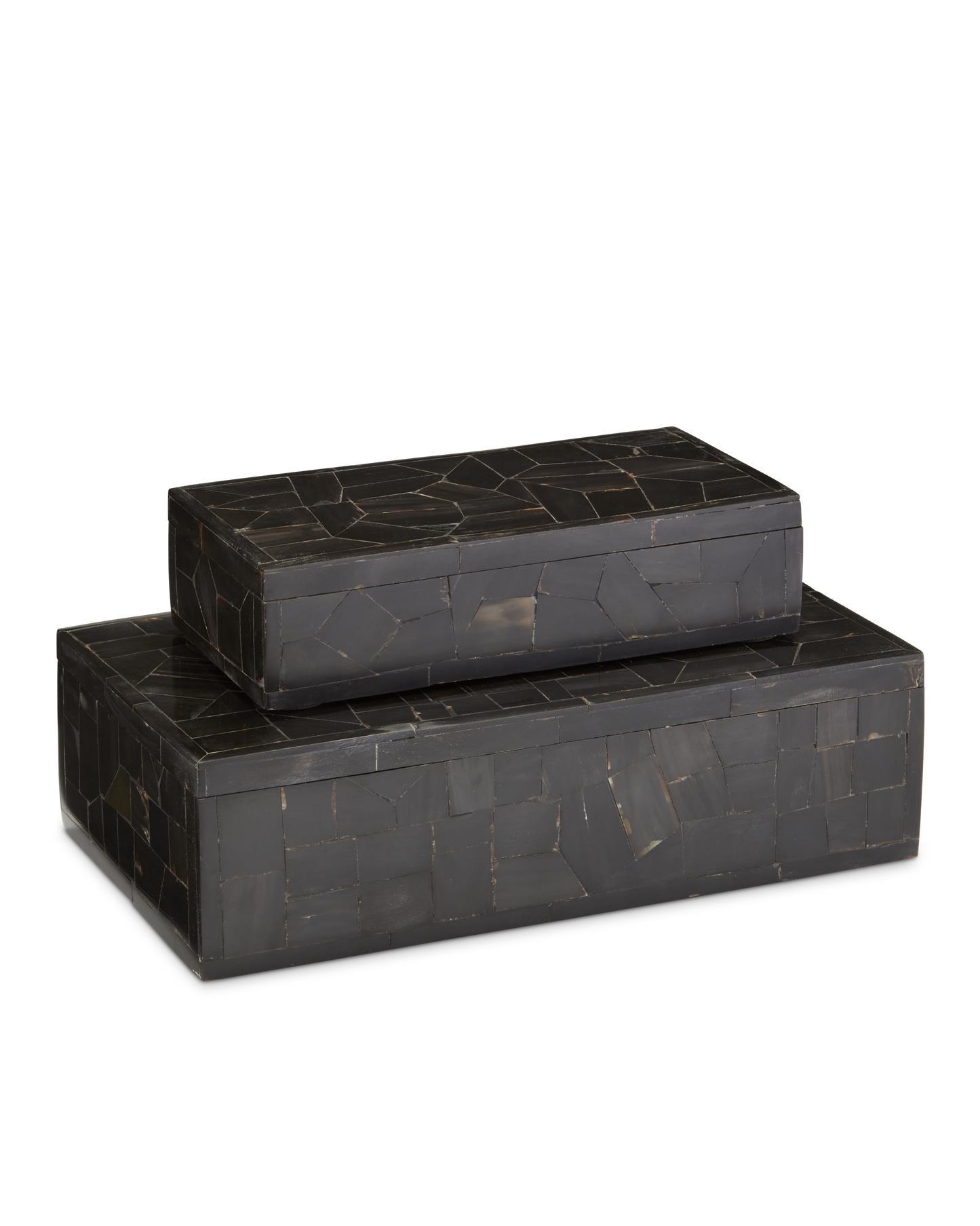 Currey & Co. Black Bone Mosaic Box Set of 2 1200-0452