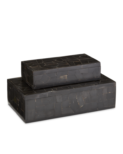 Currey & Co. Black Bone Mosaic Box Set of 2 1200-0452