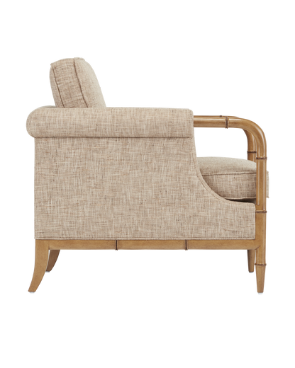 Currey & Co. Merle Walnut Armchair, Finn Safari 7000-0602