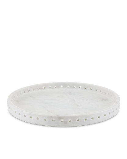 Currey & Co. Freya Large White Marble Tray 1200-0592