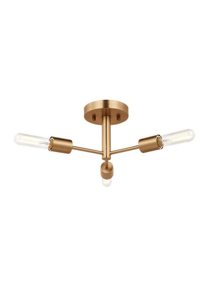 Visual Comfort Studio Sean Lavin Axis Three Light Semi-Flush Mount in Satin Brass 7700503-848