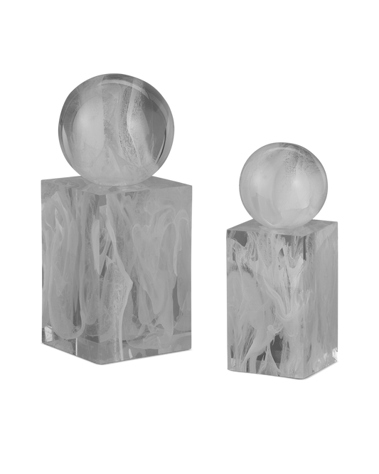 Currey & Co Nova White Objects Set of 2 in White Swirl 1200-0908