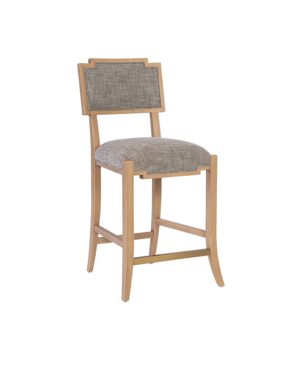 Currey & Co Melanie Blonde Counter Stool, Liller Tortoise in Blonde Ash Wood/Brass 7000-1022