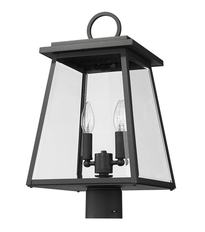 Z-Lite Broughton 2 Light Outdoor Post Mount Fixture in Black 521PHMR-BK