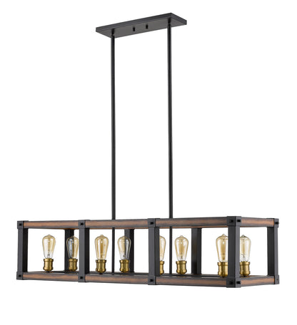 Z-Lite Kirkland 8 Light Linear Chandelier in Rustic Mahogany 472-8L-RM