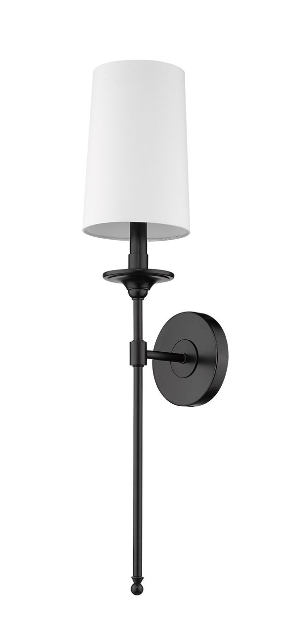 Z-Lite Emily 1 Light Wall Sconce in Matte Black 807-1S-MB