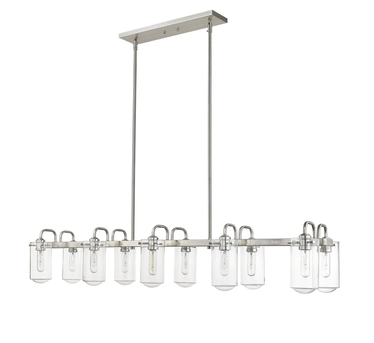 Z-Lite Delaney 10 Light Linear Chandelier in Brushed Nickel 471-10L-BN