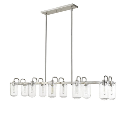 Z-Lite Delaney 10 Light Linear Chandelier in Brushed Nickel 471-10L-BN