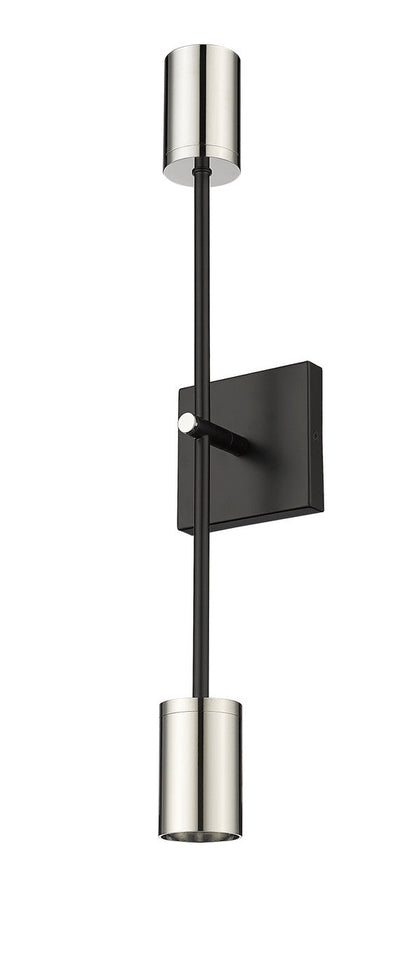 Z-Lite Calumet 2 Light Wall Sconce in Matte Black + Polished Nickel 814-2S-MB-PN