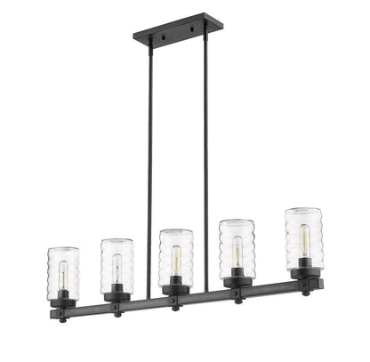 Z-Lite Tahoe 5 Light Outdoor Linear Chandelier in Ashen Barnboard 588-5L-ABB