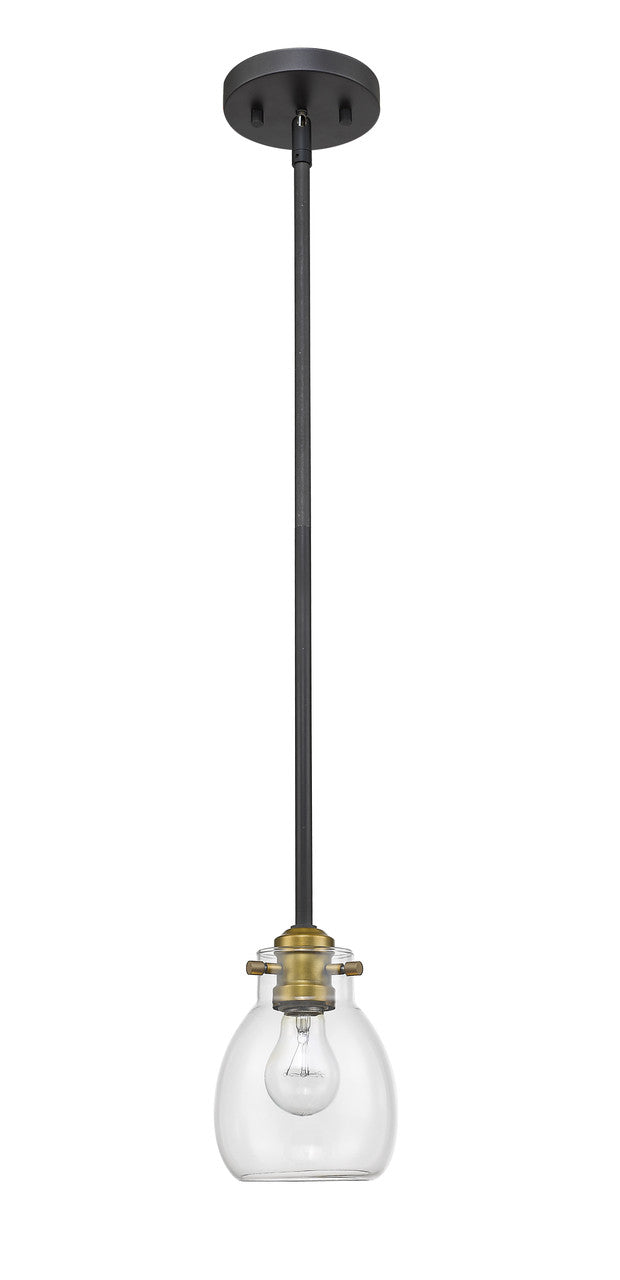 Z-Lite Kraken 1 Light Pendant in Matte Black + Olde Brass 466MP-MB-OBR