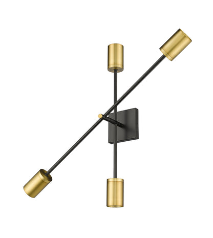 Z-Lite Calumet 4 Light Wall Sconce in Matte Black + Olde Brass 814-4S-MB-OBR