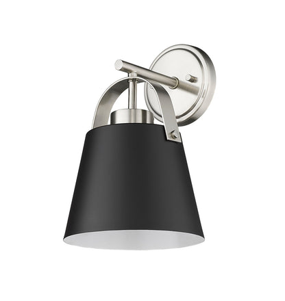 Z-Lite Z-Studio 1 Light Wall Sconce in Matte Black + Brushed Nickel 726-1S-MB+BN