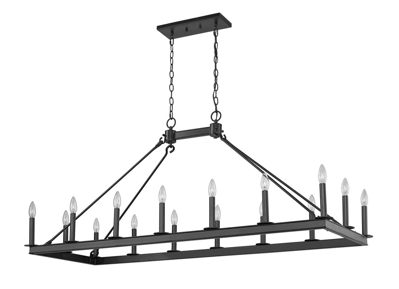 Z-Lite Barclay 16 Light Linear Chandelier in Matte Black 482-16L-MB