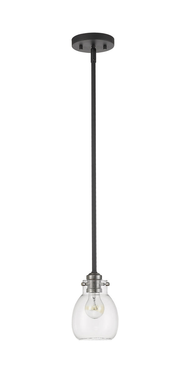 Z-Lite Kraken 1 Light Pendant in Matte Black + Brushed Nickel 466MP-MB-BN