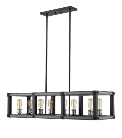 Z-Lite Kirkland 8 Light Linear Chandelier in Ashen Barnboard 472-8L-ABB