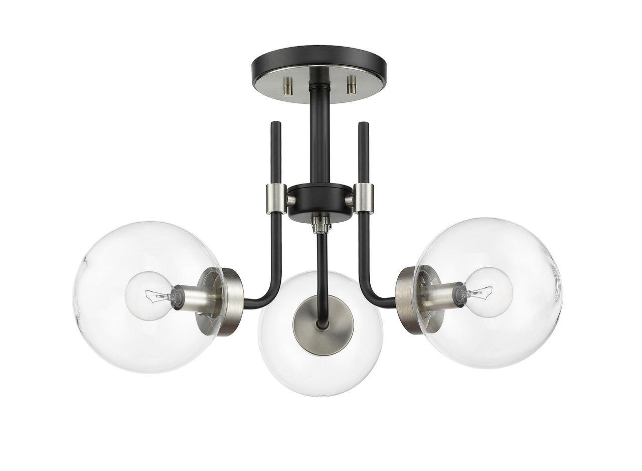 Z-Lite Parsons 3 Light Semi Flush Mount in Matte Black + Brushed Nickel 477-3SF-MB-BN