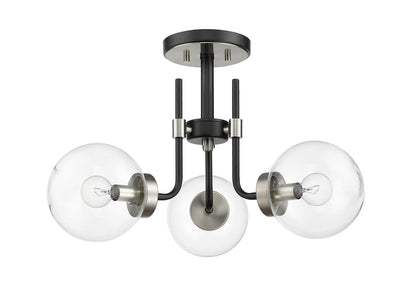 Z-Lite Parsons 3 Light Semi Flush Mount in Matte Black + Brushed Nickel 477-3SF-MB-BN