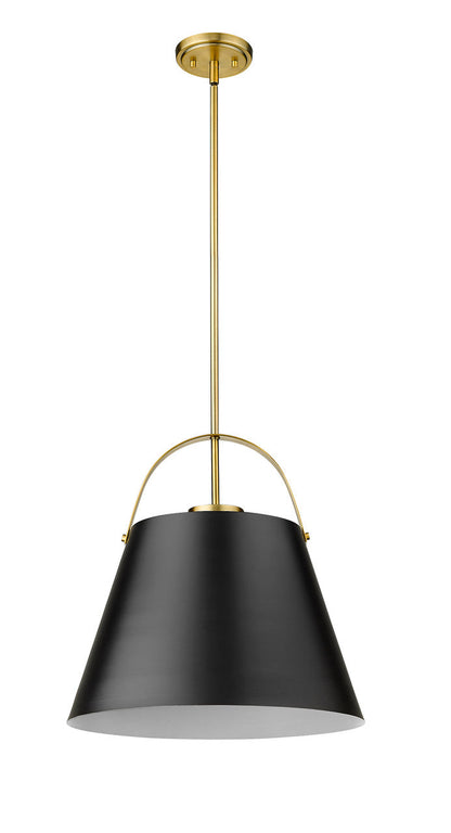 Z-Lite Z-Studio 1 Light Pendant in Matte Black + Heritage Brass 726P18-MB+HBR