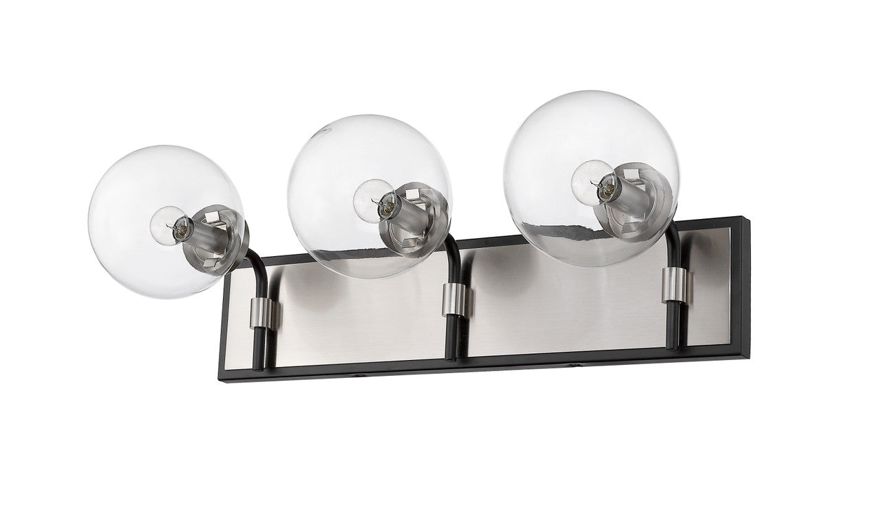 Z-Lite Parsons 3 Light Vanity in Matte Black + Brushed Nickel 477-3V-MB-BN