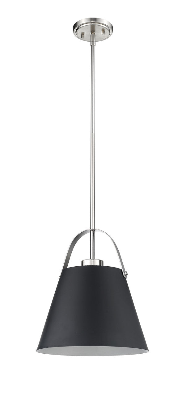 Z-Lite Z-Studio 1 Light Pendant in Matte Black + Brushed Nickel 726P-MB+BN