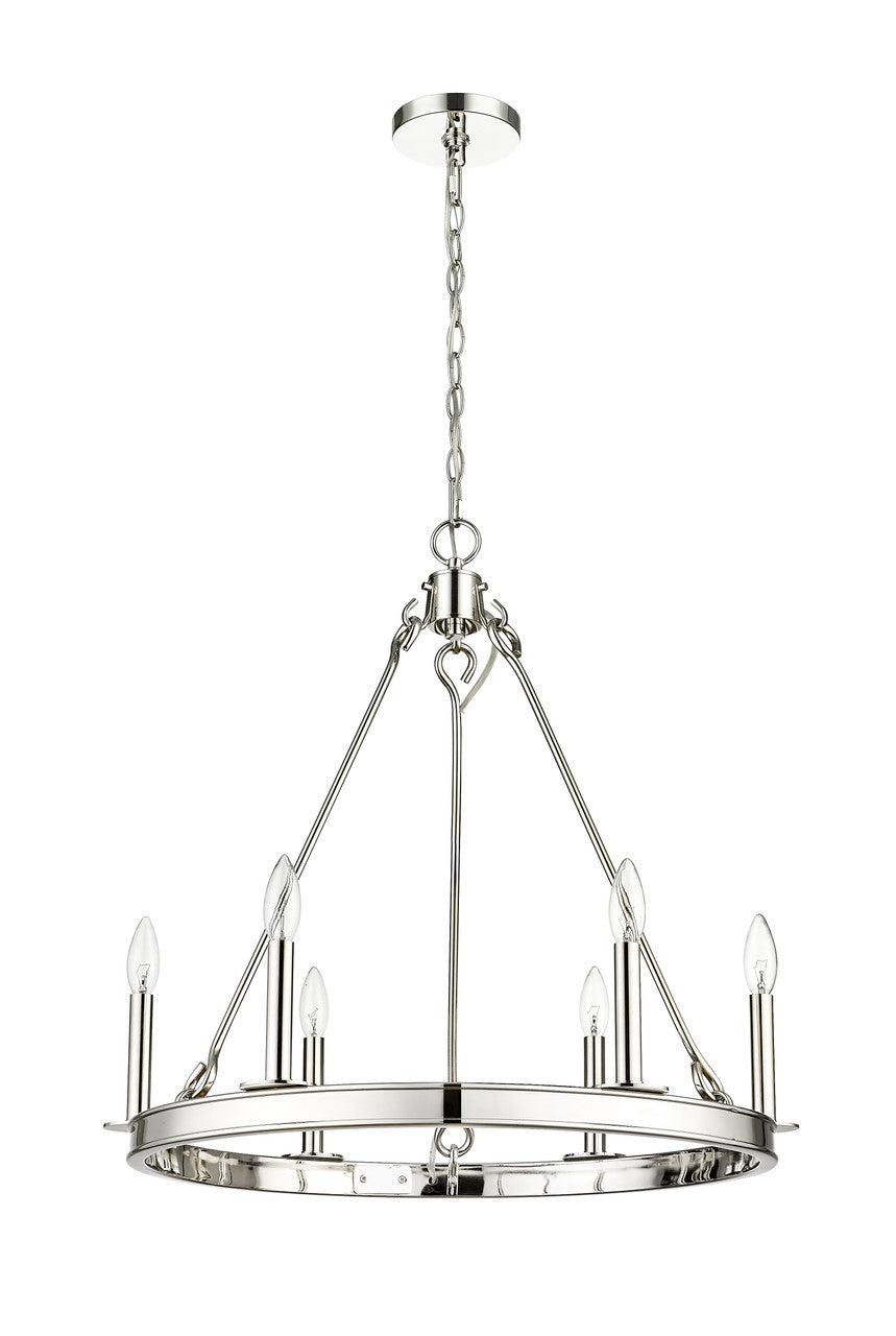 Z-Lite Barclay 6 Light Chandelier in Polished Nickel 482R-6PN