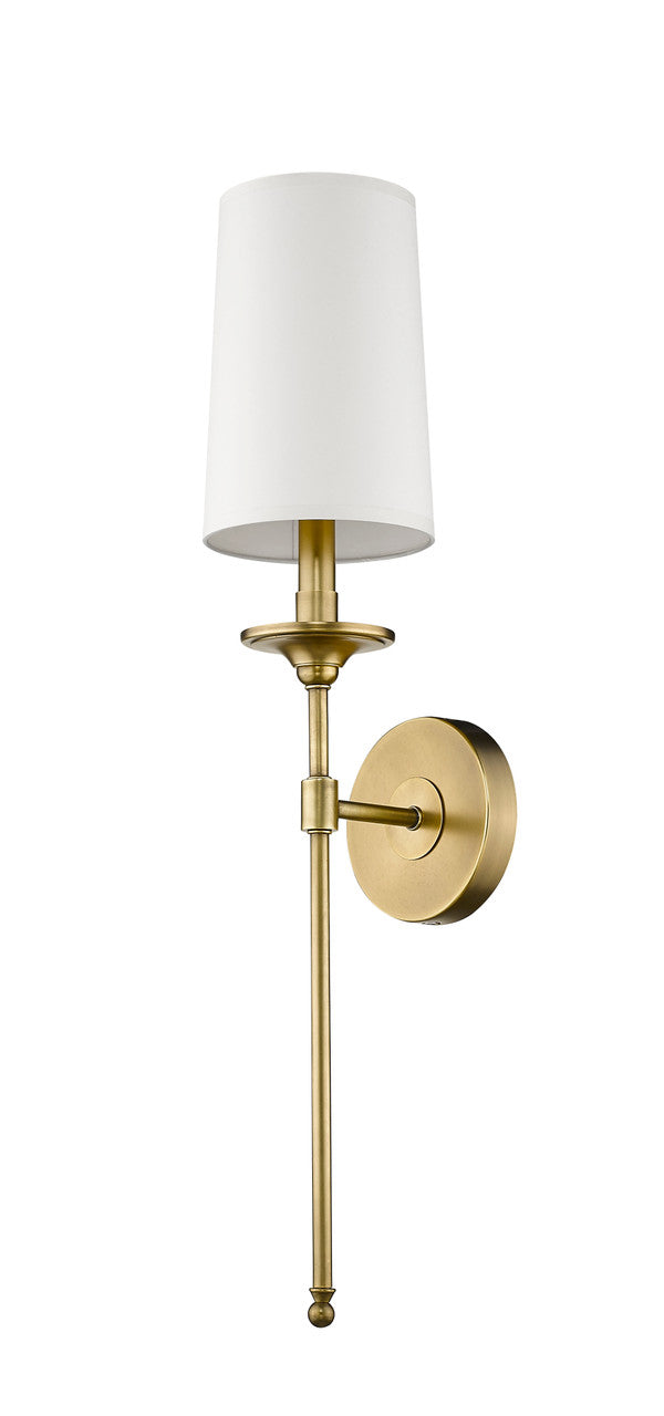 Z-Lite Emily 1 Light Wall Sconce in Rubbed Brass 807-1S-RB