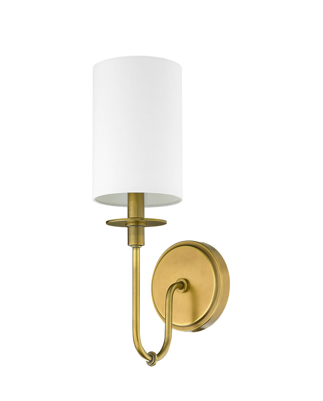 Z-Lite Ella 1 Light Wall Sconce in Rubbed Brass 809-1S-RB-WH