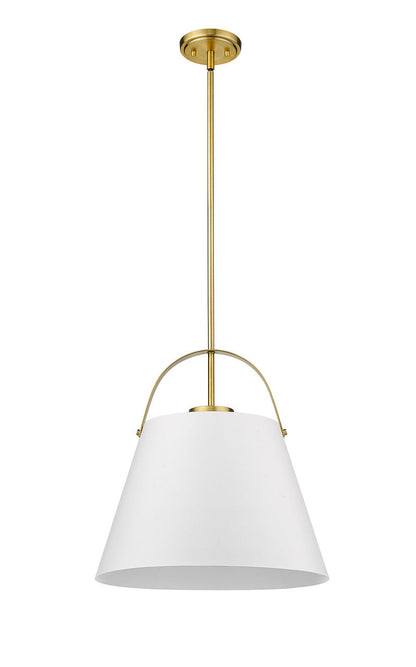 Z-Lite Z-Studio 1 Light Pendant in Matte White + Heritage Brass 726P18-MW+HBR