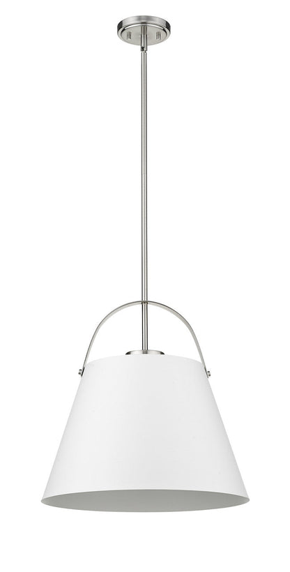 Z-Lite Z-Studio 1 Light Pendant in Matte White + Brushed Nickel 726P18-MW+BN