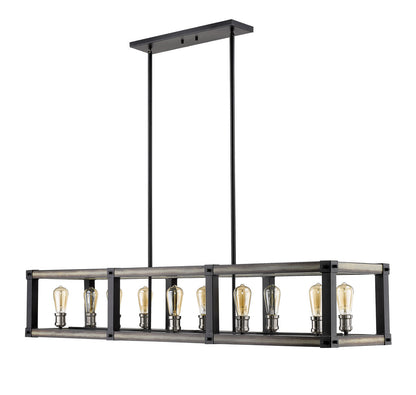 Z-Lite Kirkland 10 Light Linear Chandelier in Ashen Barnboard 472-10L-ABB