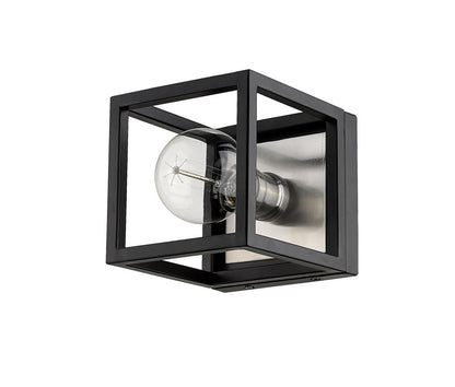 Z-Lite Kube 1 Light Wall Sconce in Matte Black + Brushed Nickel 480-1S-MB-BN