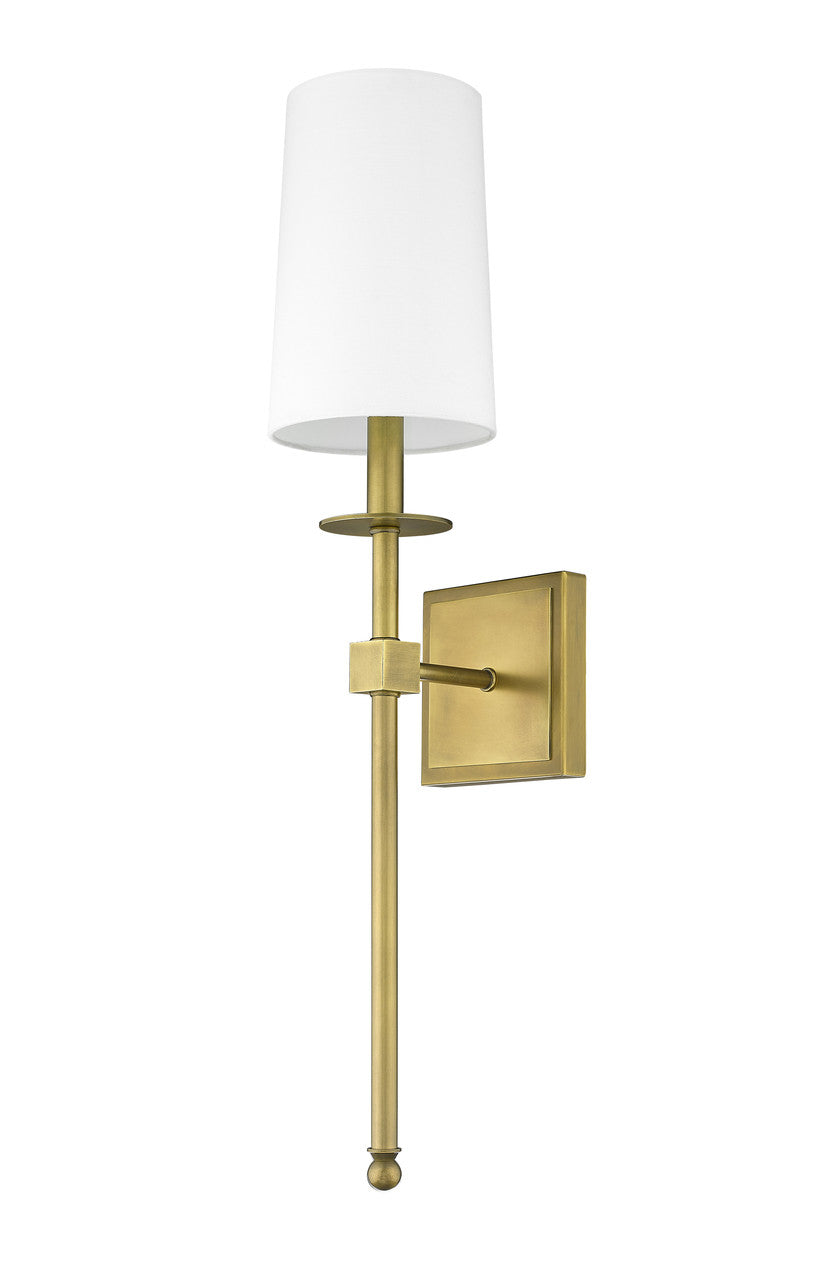 Z-Lite Camila 1 Light Wall Sconce in Rubbed Brass 811-1S-RB-WH