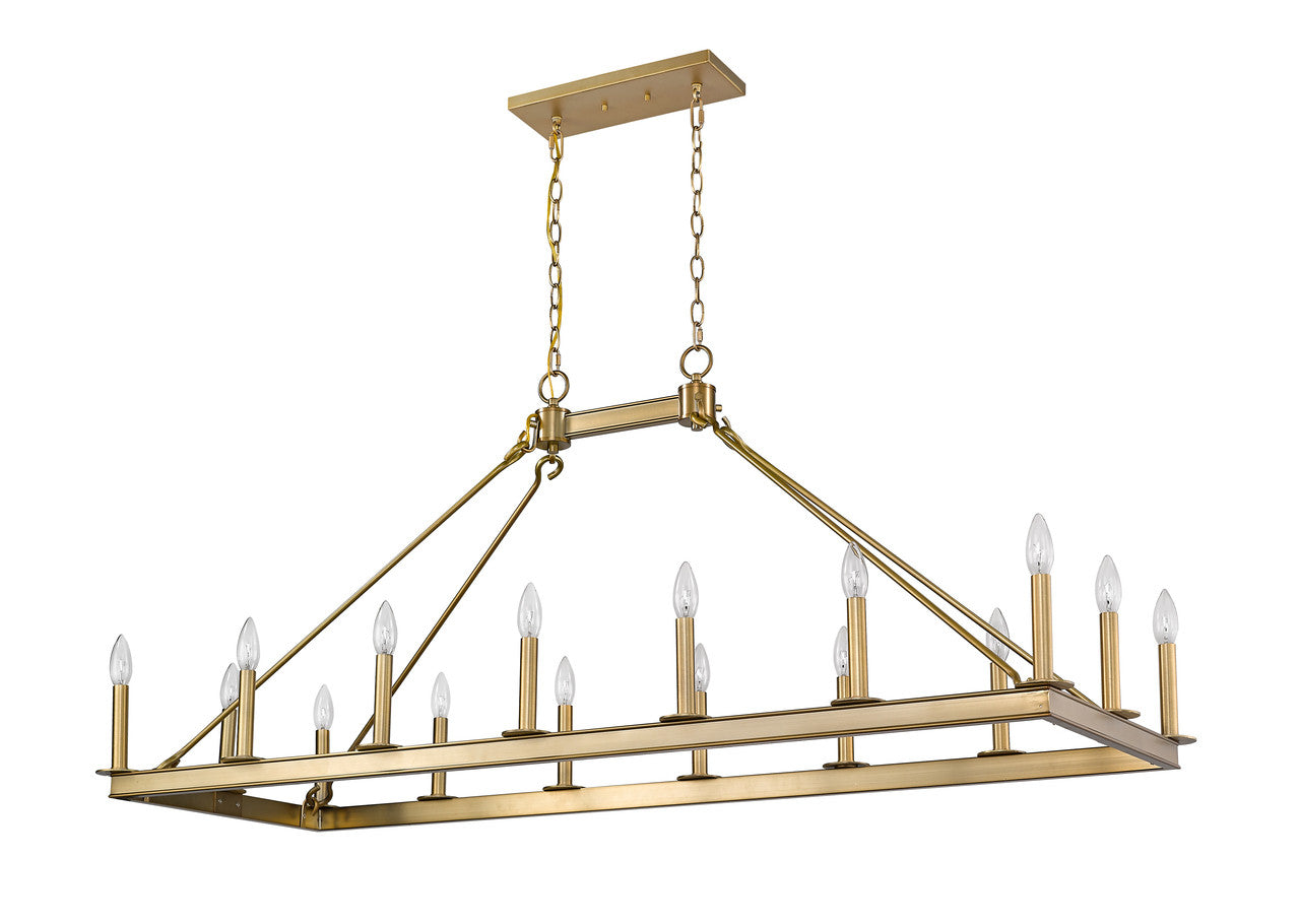 Z-Lite Barclay 16 Light Linear Chandelier in Olde Brass 482-16L-OBR