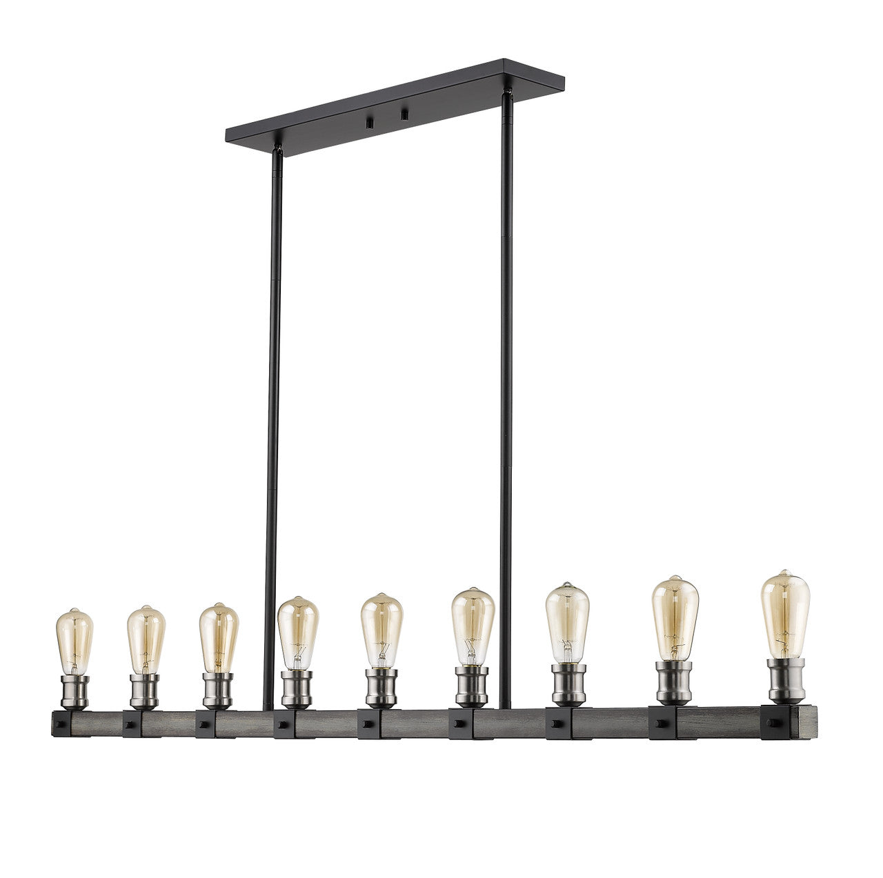 Z-Lite Kirkland 9 Light Linear Chandelier in Ashen Barnboard 472-9L-ABB